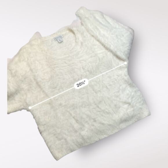 London Kaye Womens‎ White Pullover Fuzzy Sweater Size L Neutral Minimalist - Picture 4 of 6